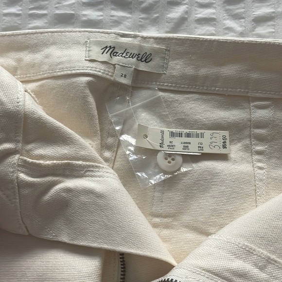 NWT - Madewell Flat Front white canvas pants - size 28 - Picture 5 of 7